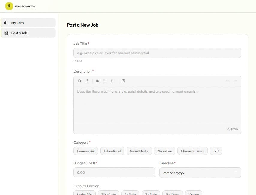 Post a new voiceover job